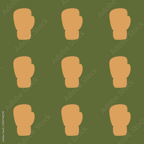 Minimalist Boxing Glove Pattern on Olive Green Background