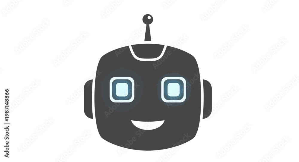 Fototapeta premium A Friendly Robot Head Vector Illustration on a White Background with a Smile