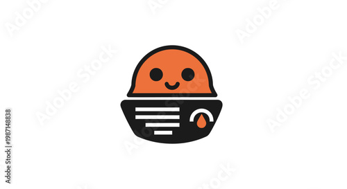 A Friendly Illustration of a Compact Gadget with a Smiling Interface on White Background