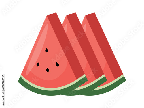Watermelon Slices Illustration Fresh Fruit Pieces Flat Vector
