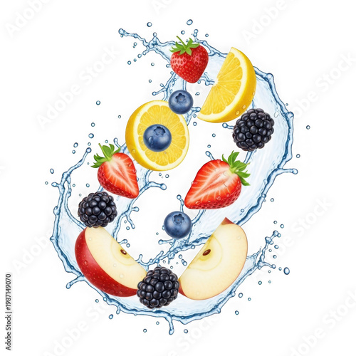 Vibrant digital of sliced watermelon with berries and seeds on black background watermelon slice