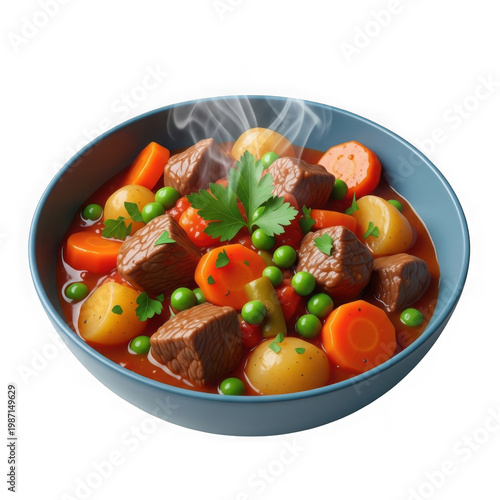 Warm chicken noodle soup bowl with fresh vegetables and herbs on a blue plate carrots celery