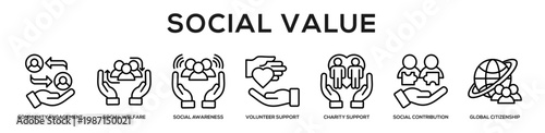 Social Value web banner icon illustration concept