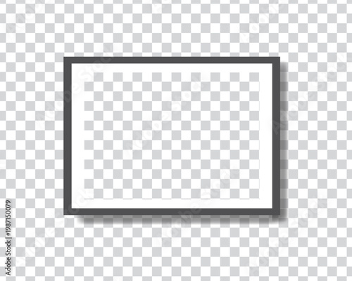 Photo frame border on transparent background. Minimal template for design. Pin empty blank mock up. Vector illustration