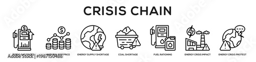 Crisis Chain web banner icon illustration concept