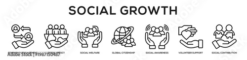 Social Growth web banner icon illustration concept