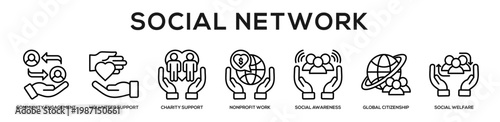Social Network web banner icon illustration concept