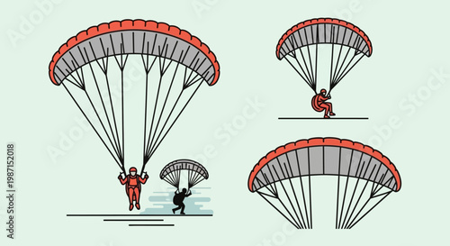 Paragliding Sport Adventure Vector Illustration