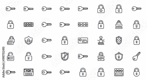 Collection of Security Icons for Digital Protection and Access Control.