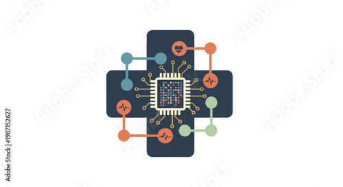 Microchip with colorful connections and wires.