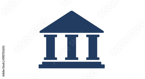 Minimalist Blue Building Illustration Depicting Architecture and Institutional Representation