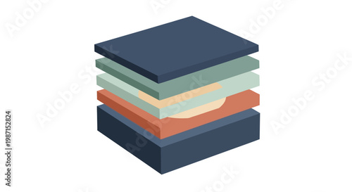 Stack of colorful square sheets.