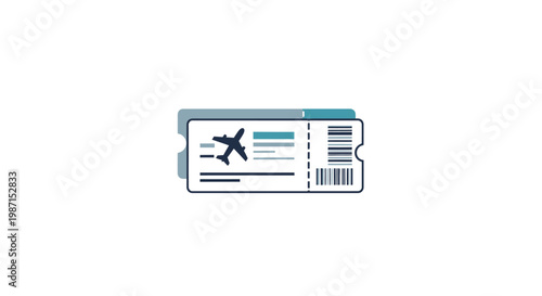 Minimalist graphic of an airplane ticket illustrating air travel or a flight booking