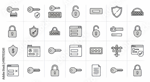 Security Icons Collection for Digital Safety and Access Control.