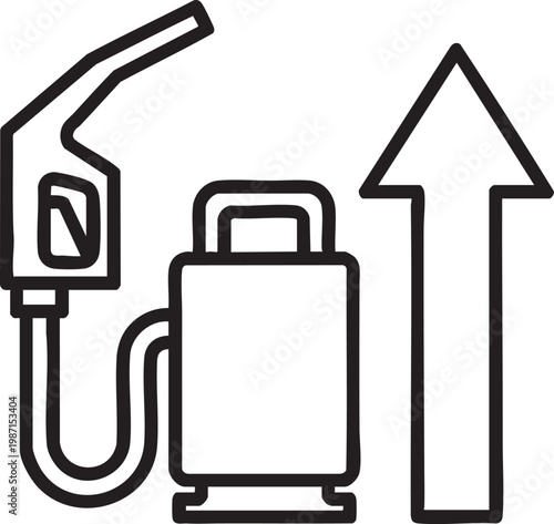 Fuel pump icon with upward arrow representing rising gas prices