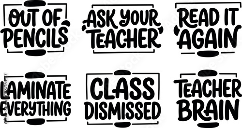 Handwritten classroom phrases out of pencils ask your teacher class dismissed vector art
