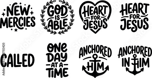 Hand lettering new mercies god is able heart for jesus anchored faith phrases