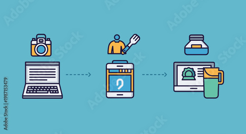 Flat minimalist illustration of crypto onboarding tutorial