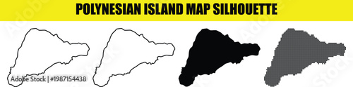 Polynesian island map silhouette graphic featuring four creative variations for travel and educational use design.