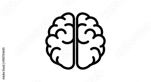 Minimalist Brain Illustration: A Black and White Depiction of Human Cognitive Processes