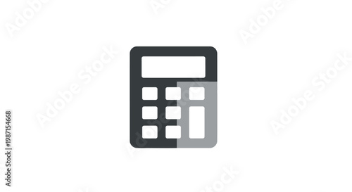 Minimalist calculator icon showcasing arithmetic operations and data processing on a white