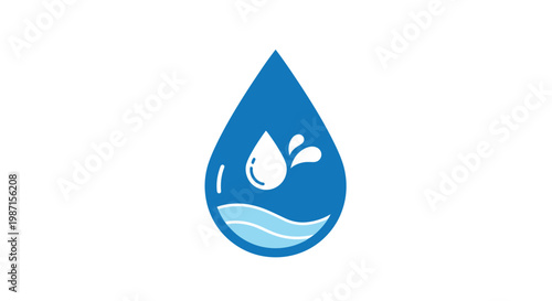 Abstract illustration of water droplet, symbolic of water conservation and freshness