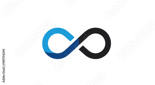 Abstract infinity symbol in shades of blue and black on a white background