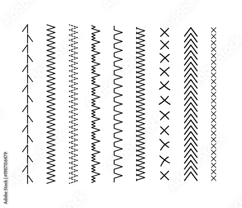 Obraz na płótnie Geometric embroidery borders with decorative sewing patterns