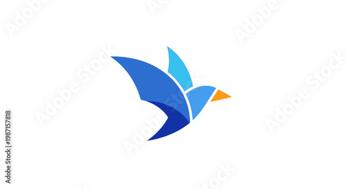 Abstract geometric representation of a bird in flight, a logo suitable for a brand