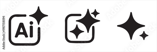 Ai generate symbol icon set. Set of AI, Artificial intelligence symbol icon - Stock Vector