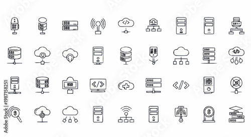 Collection of Computer Server and Network Icons.