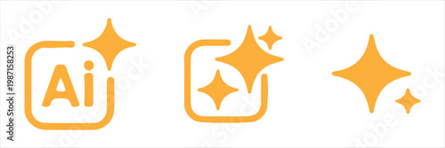 Ai generate symbol icon set. Set of AI, Artificial intelligence symbol icon - Stock Vector