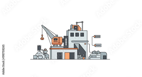 Industrial factory with crane equipment.