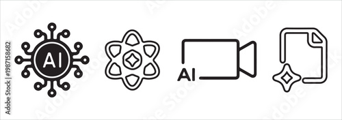 Generative AI logo icon magic sparkle stars symbol , Artificial intelligence sign. Vector ai generated icon blue logo