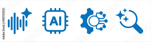 Set of AI generate icon. AI sparkle star with square icon. Artificial intelligence technology and Machine learning concept. Generate symbol for application and web. Vector illustration