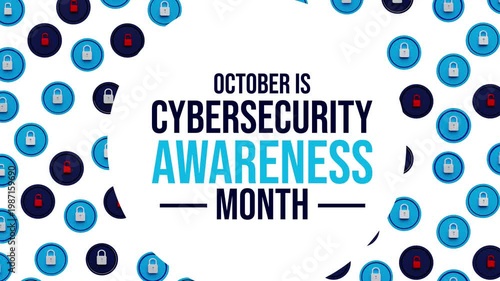 October is cybersecurity awareness month text animation with lock icons pattern secure data protection concept modern 4k motion design