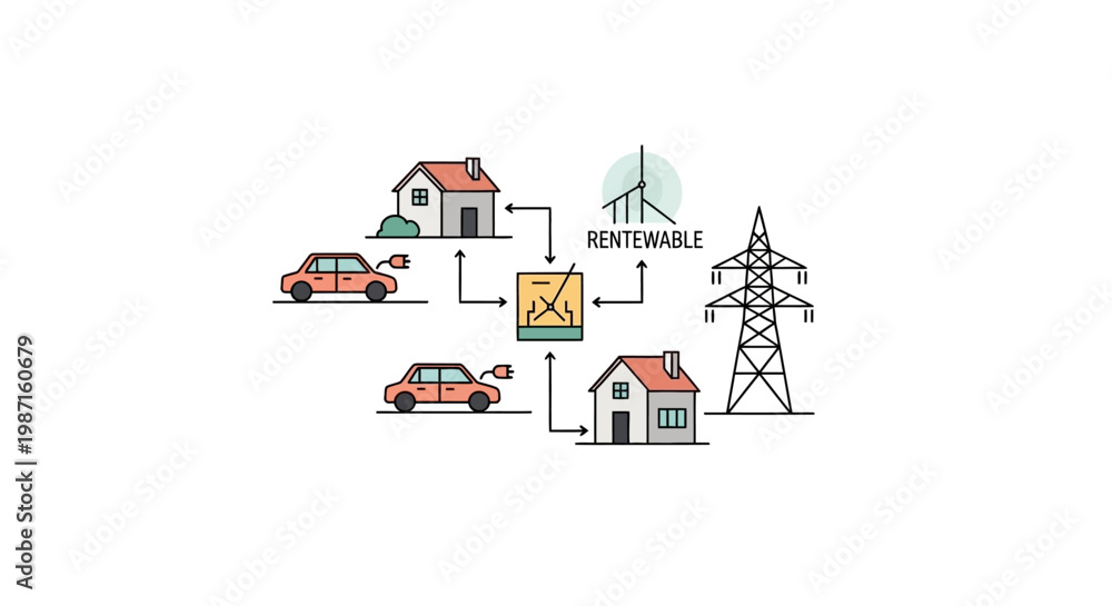 Naklejka premium Renewable Energy System For Homes.