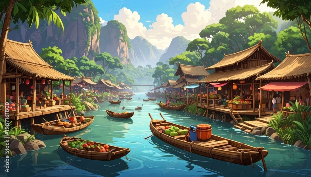 Obraz premium Asian village