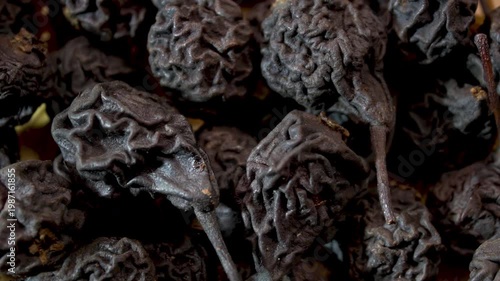 Pyrus communis: Tracking Shot of Whole Dried Fruits