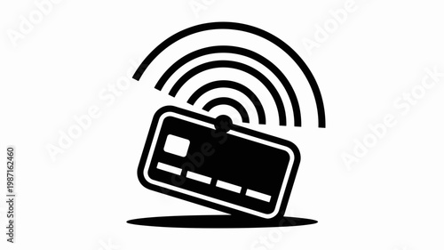 Minimal payment card with wireless arcs - for digital banking illustration