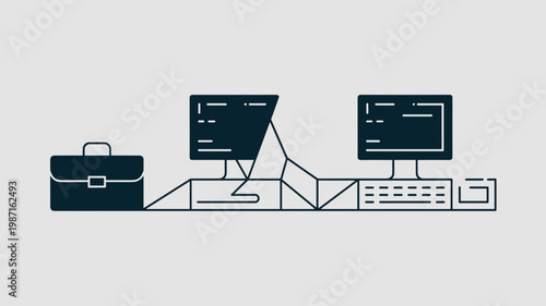 Briefcase unfolding into high-tech workstation - for mobile office branding