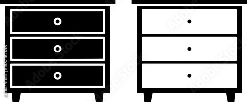 Comparison of black and white three-drawer dressers with distinct design elements