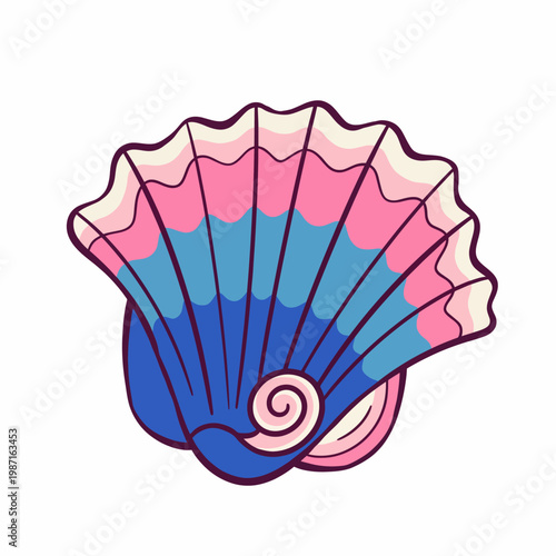 A beautifully stylized seashell in soft pastel colors showcases an artistic interpretation of oceanic themes, capturing the allure and charm of marine life and the beach.