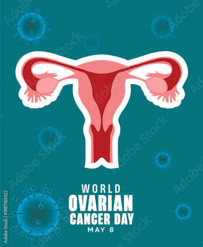 World Ovarian Cancer Day awareness poster with reproductive health illustration concept vector poster