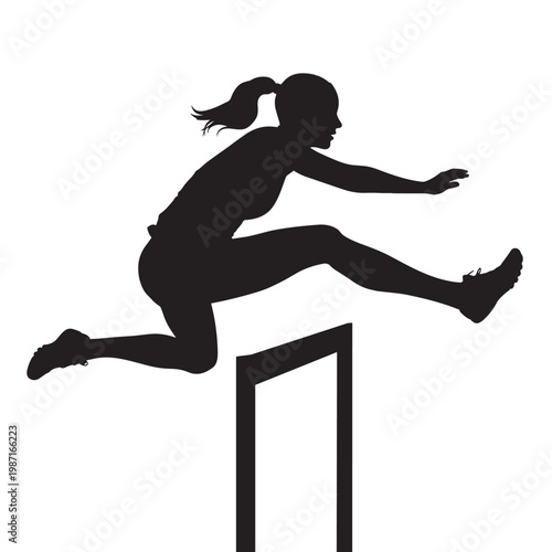  Female Athlete Hurdler Silhouette Vector Illustration