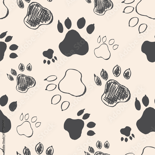 Paw Print pattern seamlessall animal vector background