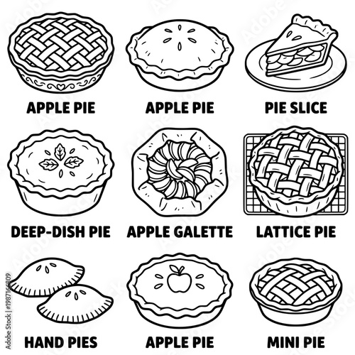 Delicious assortment of various apple pies and pastries all freshly baked.