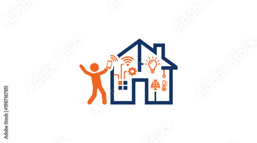 Smart Home Automation Logo with Connected Devices