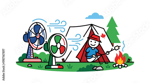 Camping Adventure Keeping Cool and Roasting Marshmallows