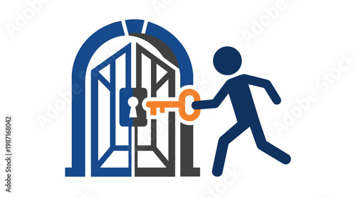 Unlocking the Gate Business Concept Icon